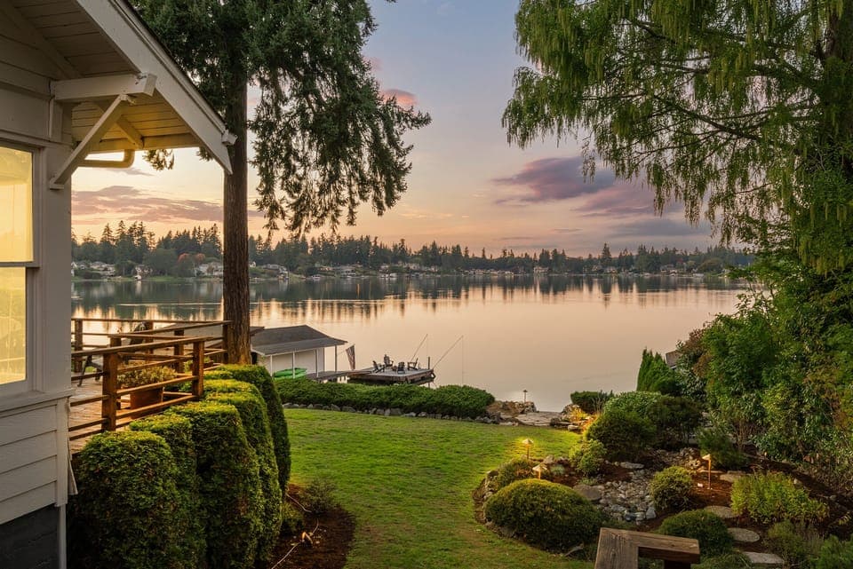 True lakefront cottage with 100 ft of waterfront  — the lake is always part of the day, no matter the season or your reason. You define your day: explore the area has to offer or reset and restore at Chestnut Cottage at Lake Steilacoom.