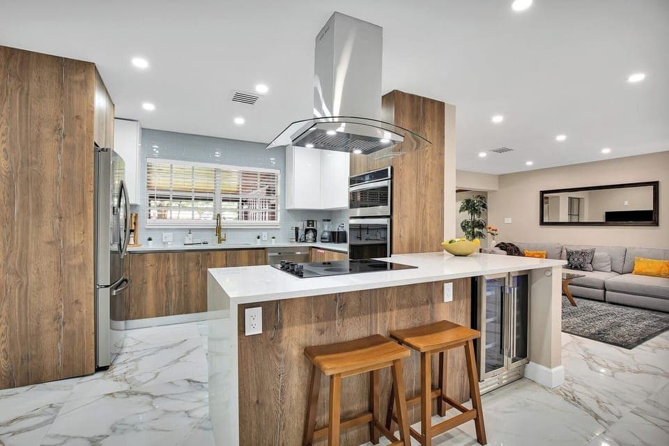 All stainless steel appliances. Cooking surface on the breakfast island to serve delicious pancakes right to your guests.