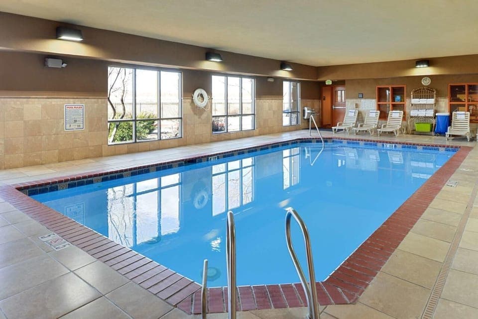 Unwind with refreshing laps in the bright indoor pool.