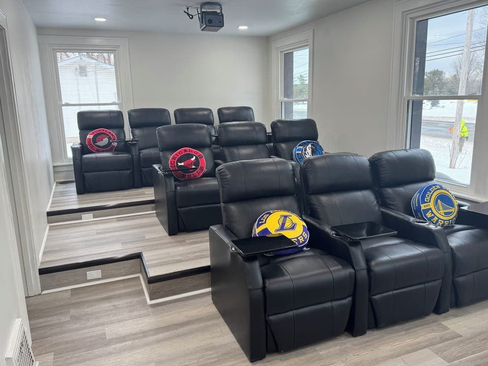 Sink into luxury leather recliners in your private theater room, where you can catch the big game or movie night in ultimate comfort.
