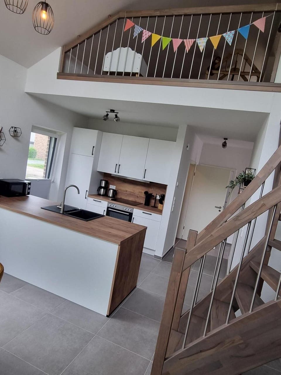 Modern Kitchen with Wooden Countertop