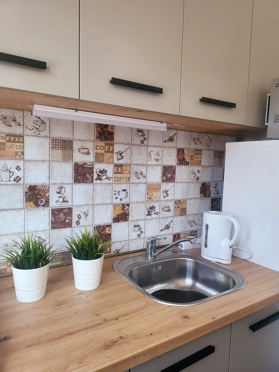 The kitchen is fully equipped with everything in case you wish to prepare meals