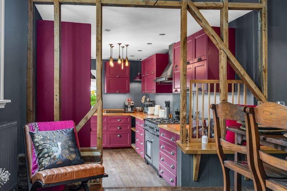 Gourmet Kitchen: Vibrant hues and stylish décor make cooking a delight in this chef’s paradise!