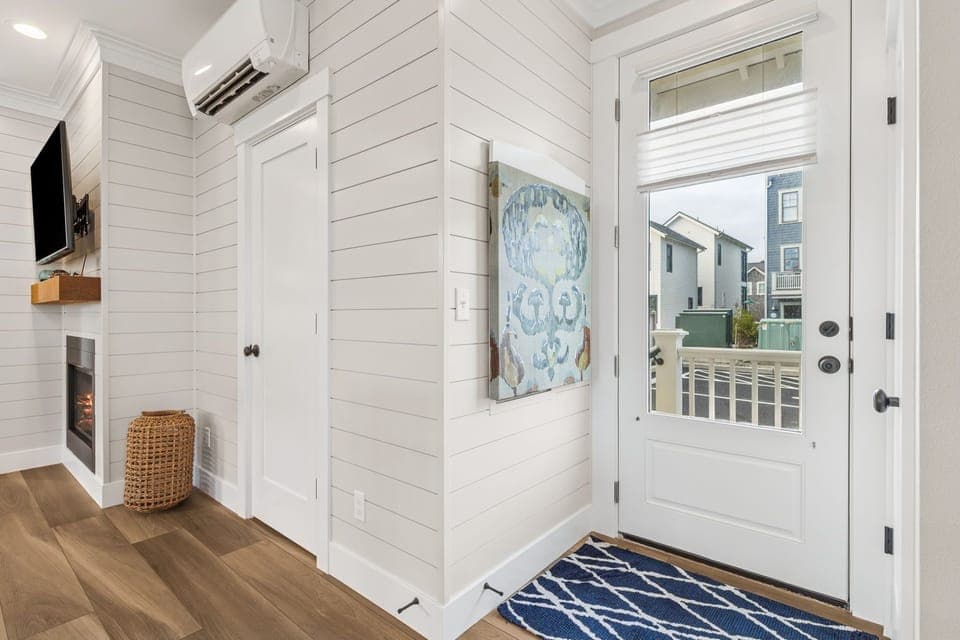 Back door to private parking area