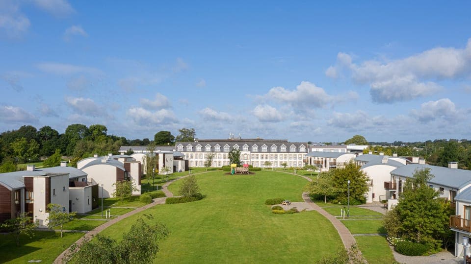 Johnstown Estate Holiday Lodges. Self catering holiday home. Co. Meath. Open green.