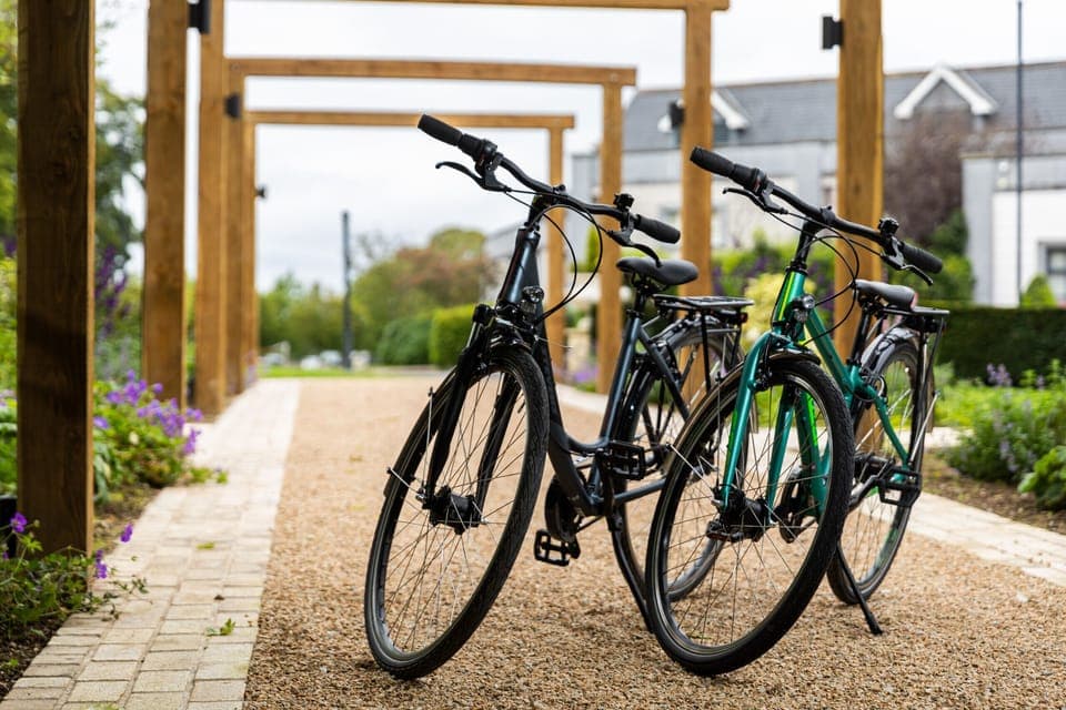 Johnstown Estate Holiday Lodges. Co Meath. Cycle path. Cycling. Open green.