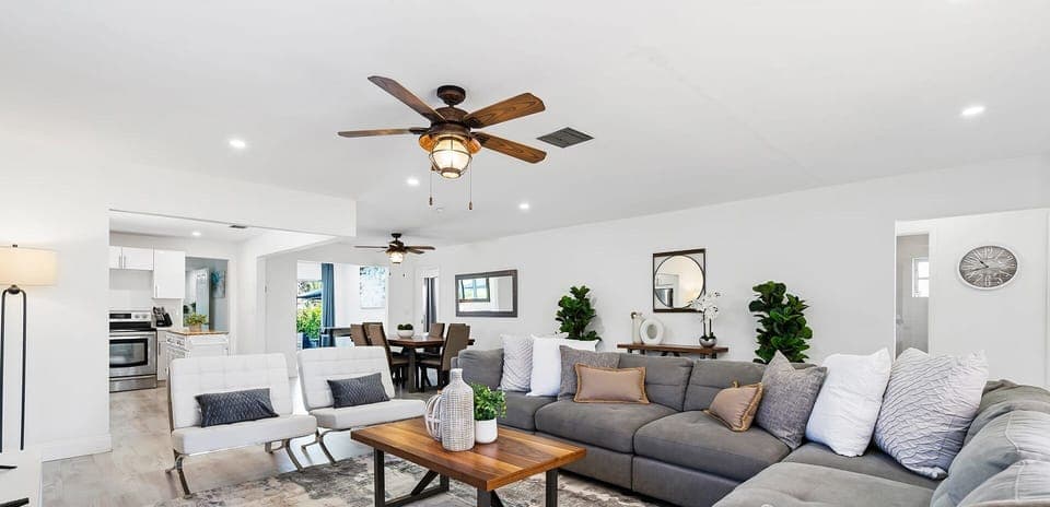 Living area with large comfortable sofa