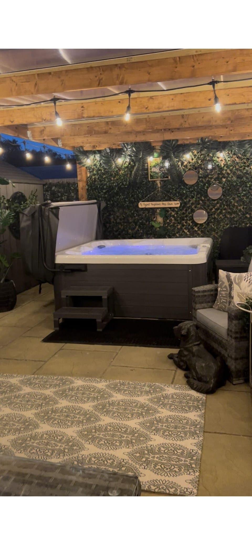 unwind in the 40 degree private Hot tub 