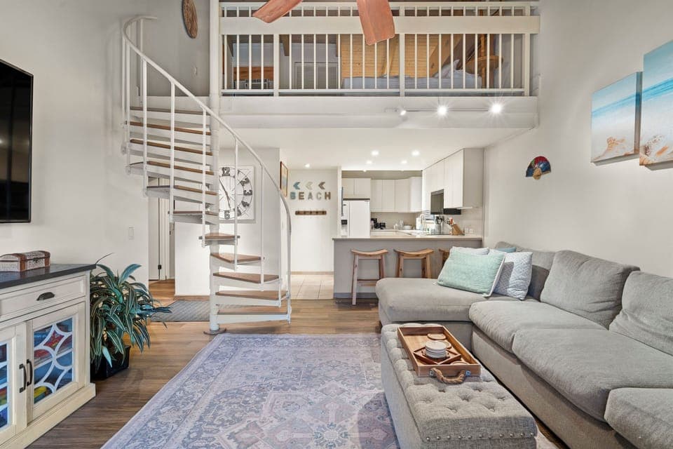 Unit 1Spiral Staircase Leads to the Loft Bedroom