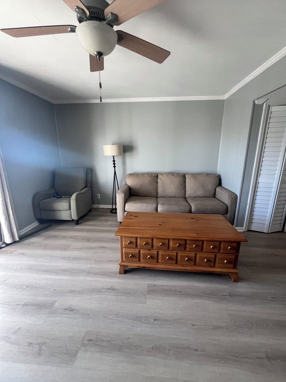 Living room with 65 inch smart TV