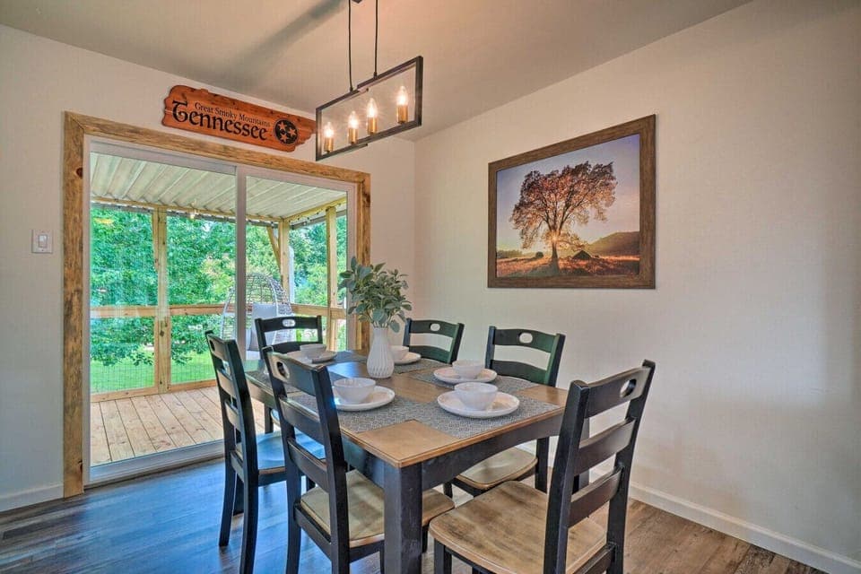 Dining Area | Seating for Six & Sliding Doors to Covered Porch