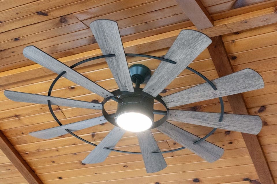 Cool breezes and cabin vibes overhead.