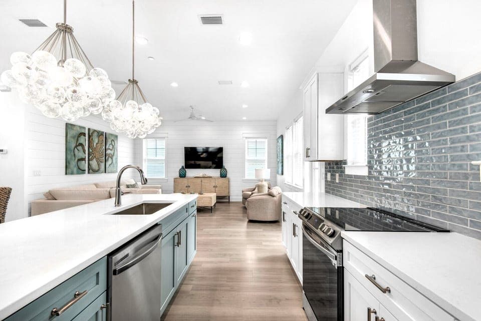 Azure's open concept kitchen ensures that the family chef is included in the fun