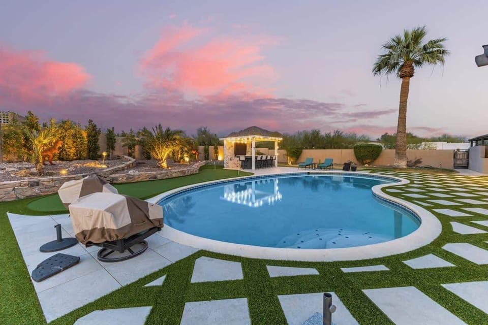 Relax and unwind in the heated pool, perfect for sunny days or evening dips