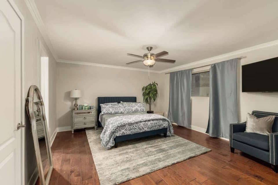 Comfortable bedroom with a cozy bed and relaxing atmosphere