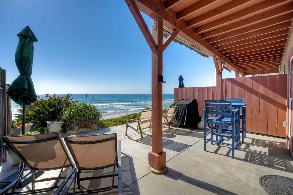 Oceanfront patio perfect for relaxing outdoors