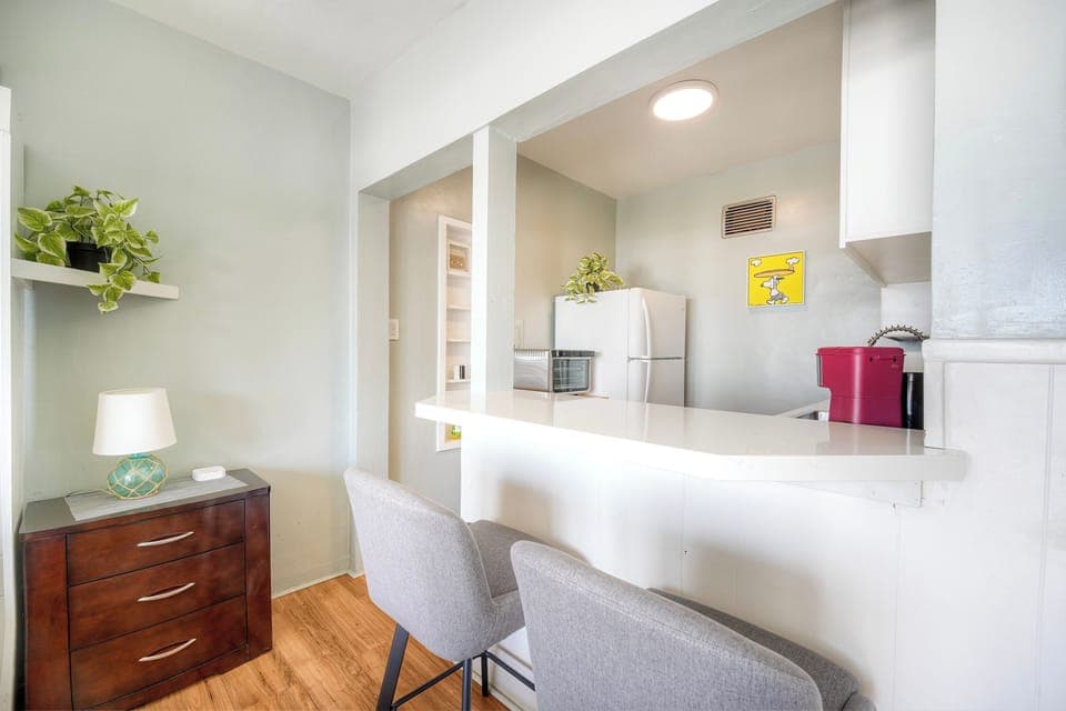 Breakfast bar seating next to the kitchen