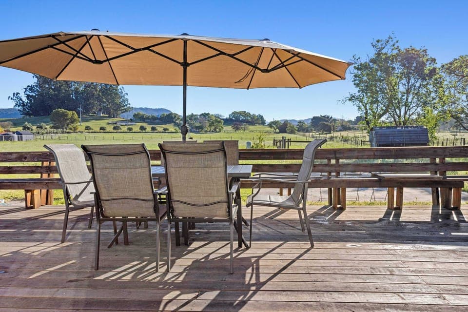 Whether you’re chasing the Sonoma sun or relaxing in the shade, our back deck offers a peaceful spot for outdoor meals and morning coffee under the umbrella.
