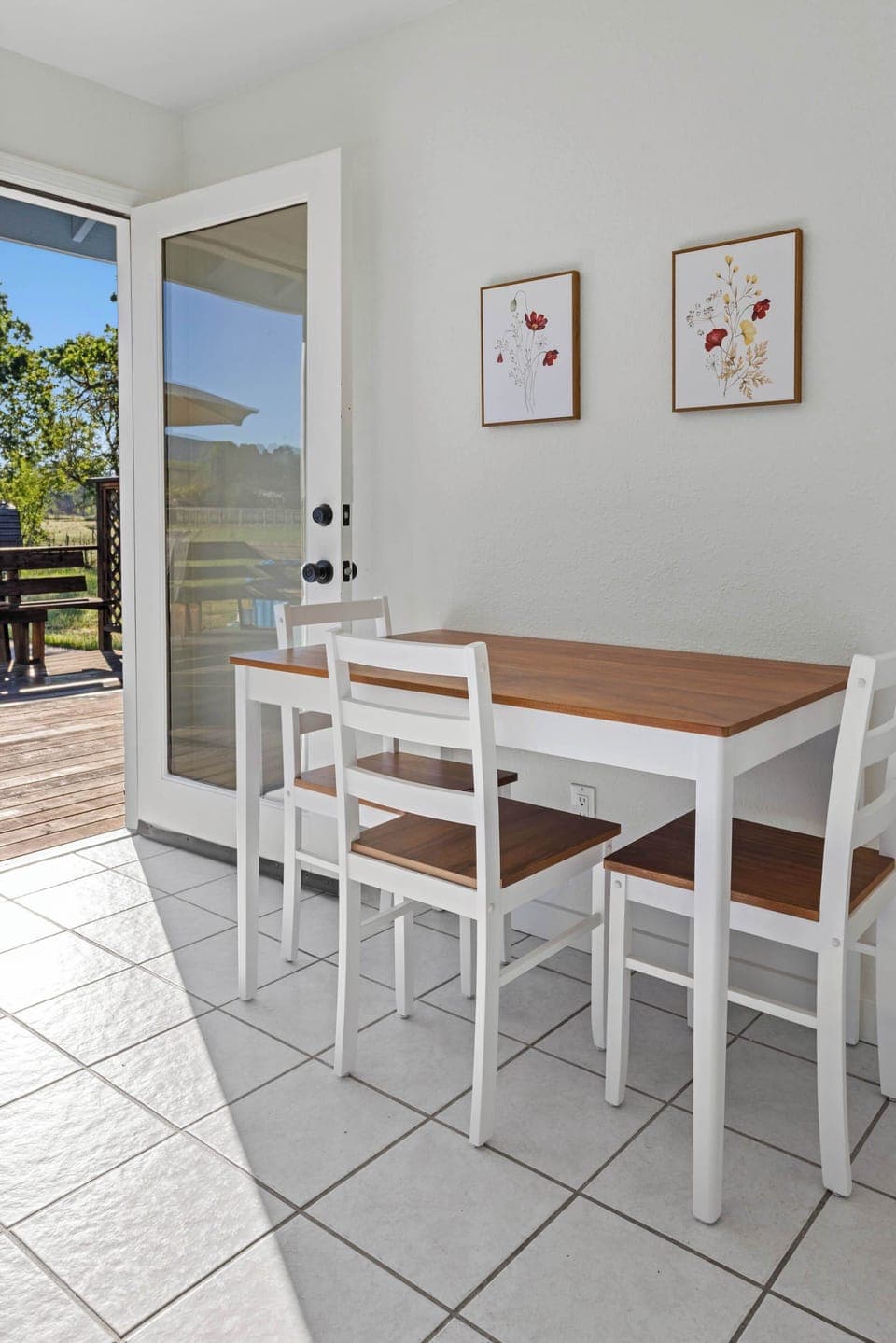 A bright and inviting spot for a quick breakfast or a glass of wine while the chef prepares dinner.