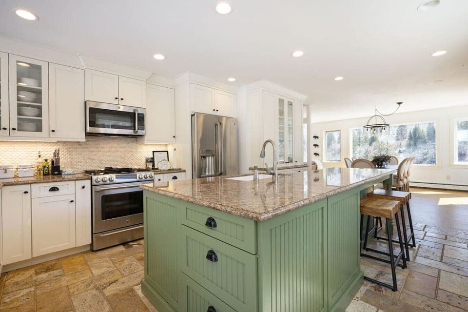 Open concept kitchen fully stocked