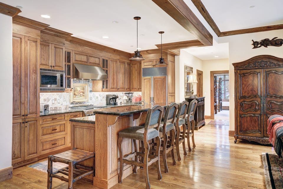 Indoors, Hardwood, Kitchen, Stained Wood, Floor
