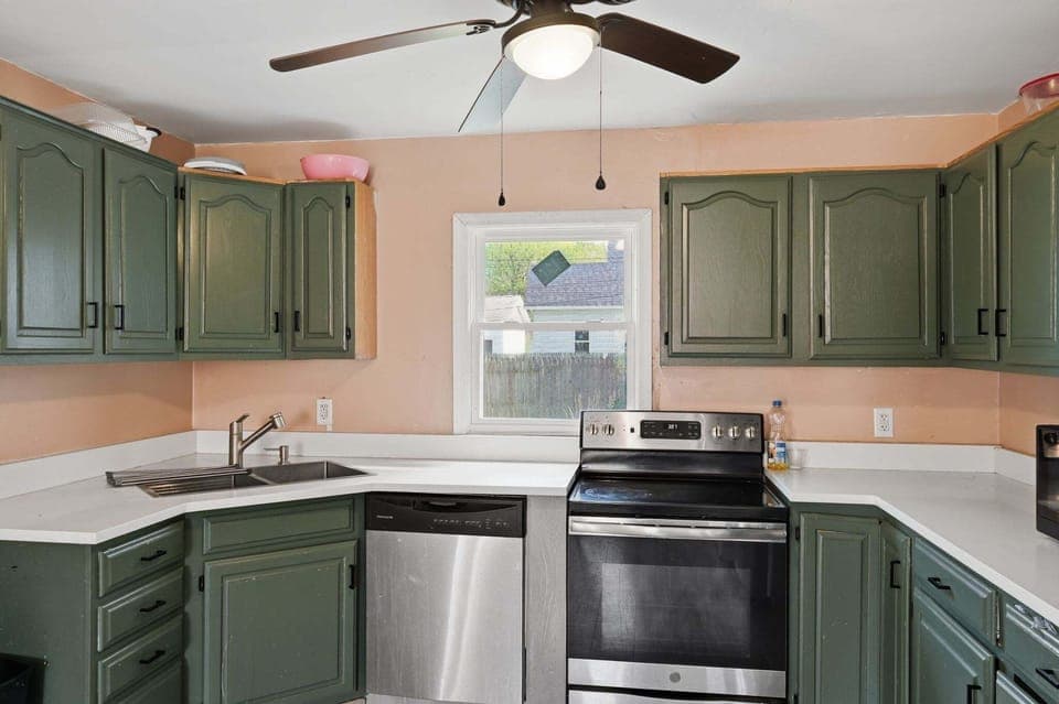 Indoors, Kitchen, Appliance, Ceiling Fan, Sink