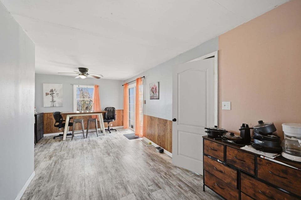 Indoors, Floor, Flooring, Appliance, Ceiling Fan
