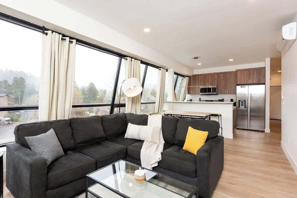 Relax in your modern condo getaway in Evergreen with scenic views of this little mountain town! 