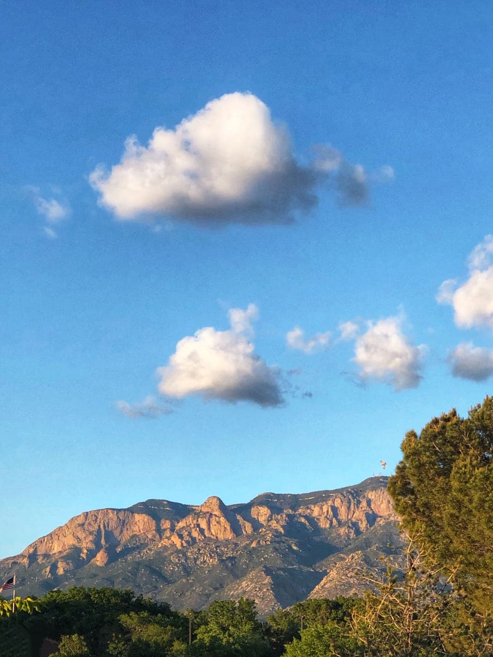 This is a cloudy day in Albuquerque. You can still tan on the rooftop deck. 