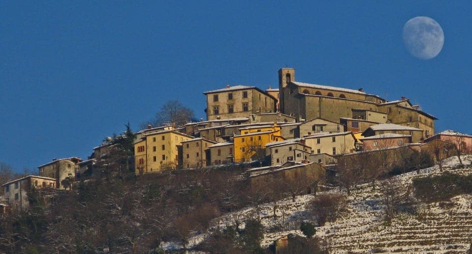Medieval villa of Sillico in winter.