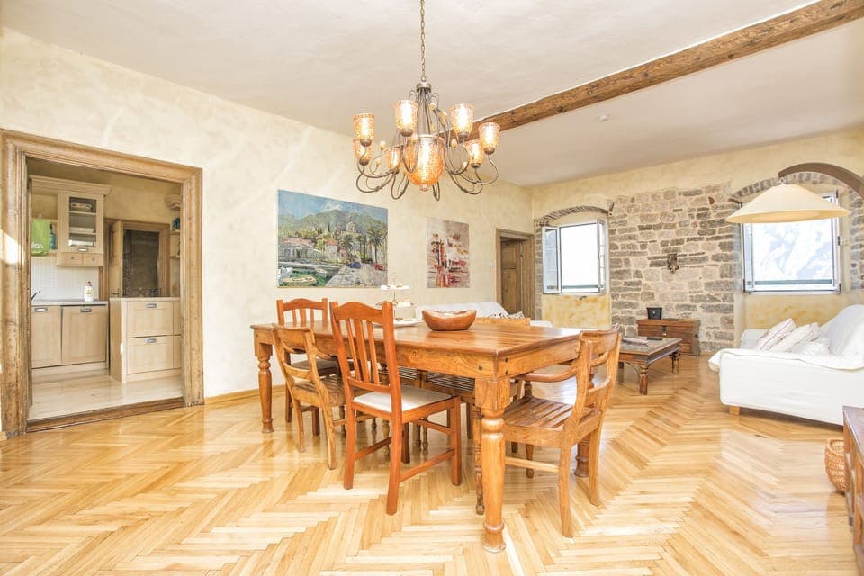 Dining and lounge area at The Stone House, Prcanj 165