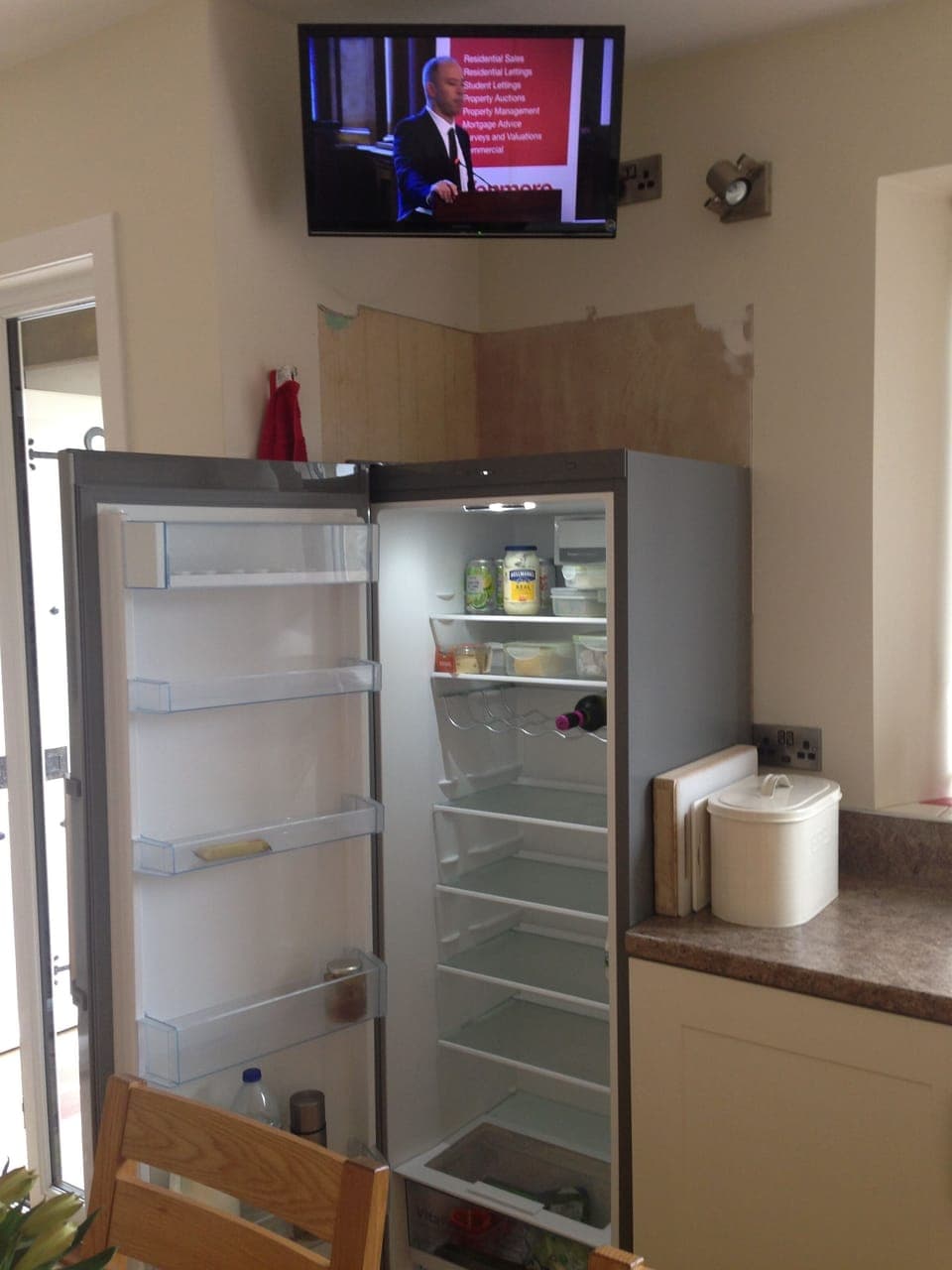Tall larder has been replaced with larger fridge! Awaiting decorators!!!