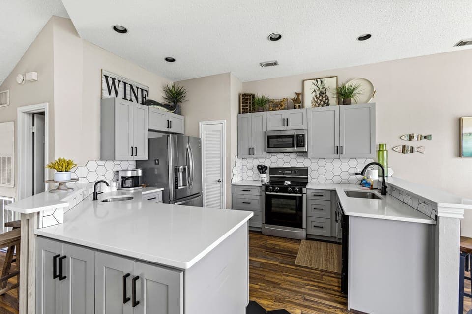 Full kitchen open to the living area.