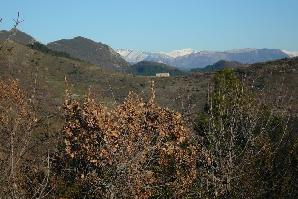 St.-Claude-Chapel, the Alps in the background