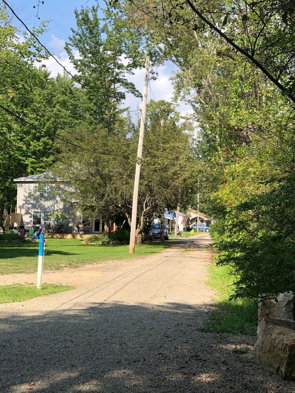 View from lake path to the house. Distance from house to lake is 396 ft. 