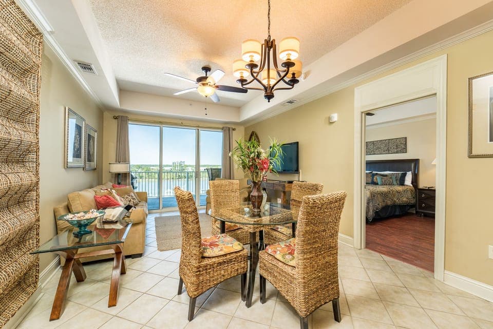 Dining room and family room.