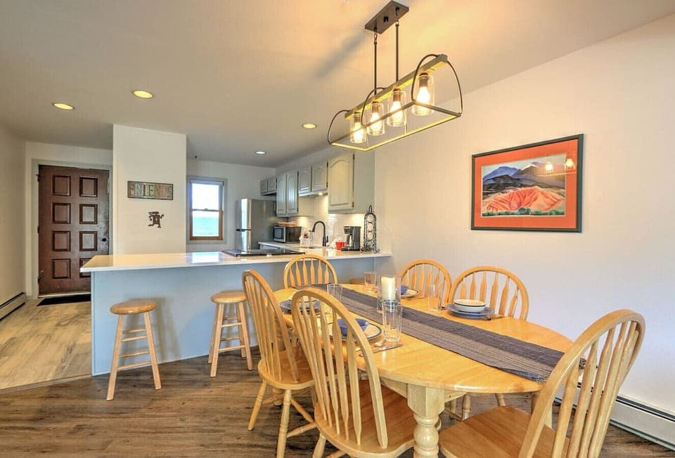 Dining area and view into kitchen