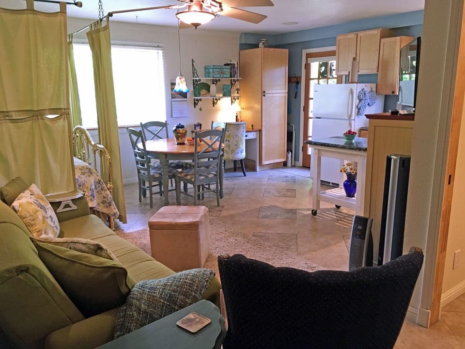 Overall inside view of Guest House.  Sleeps 4.  (From doorway to main house).