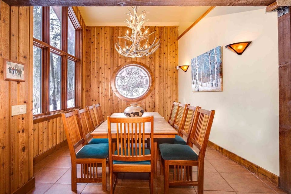 Dining table seats ten.