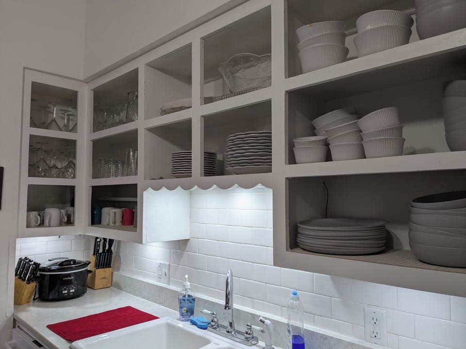 Kitchen with open shelving 