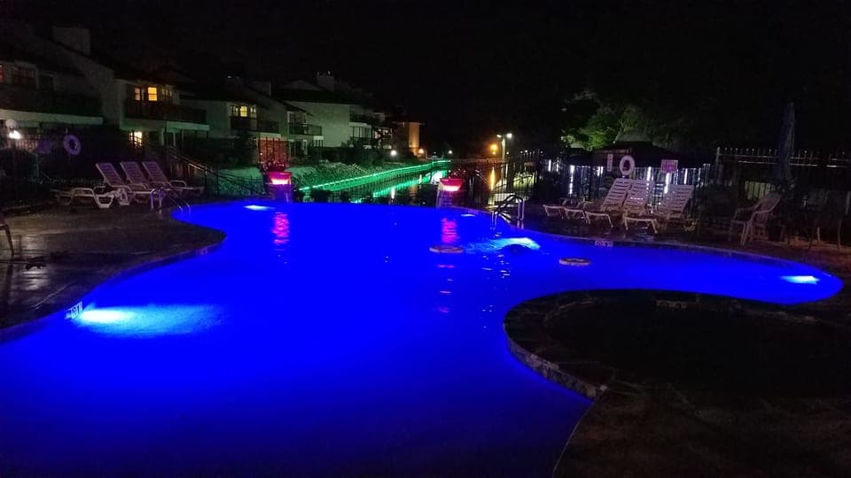 the pool at night