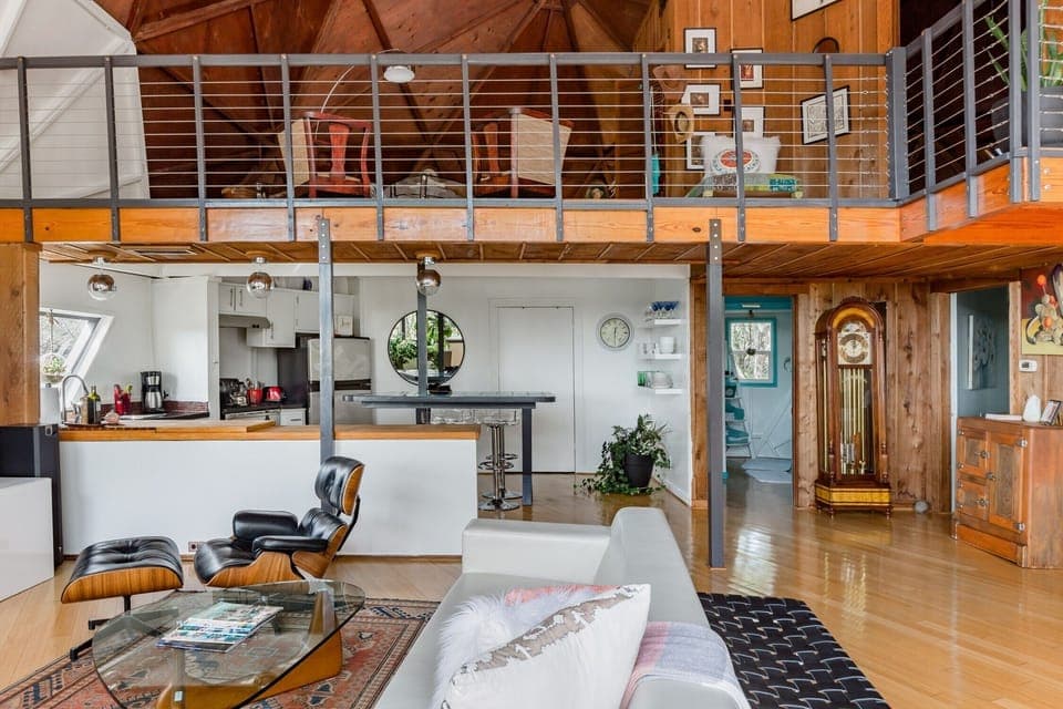 You can see upstairs loft above the kitchen.