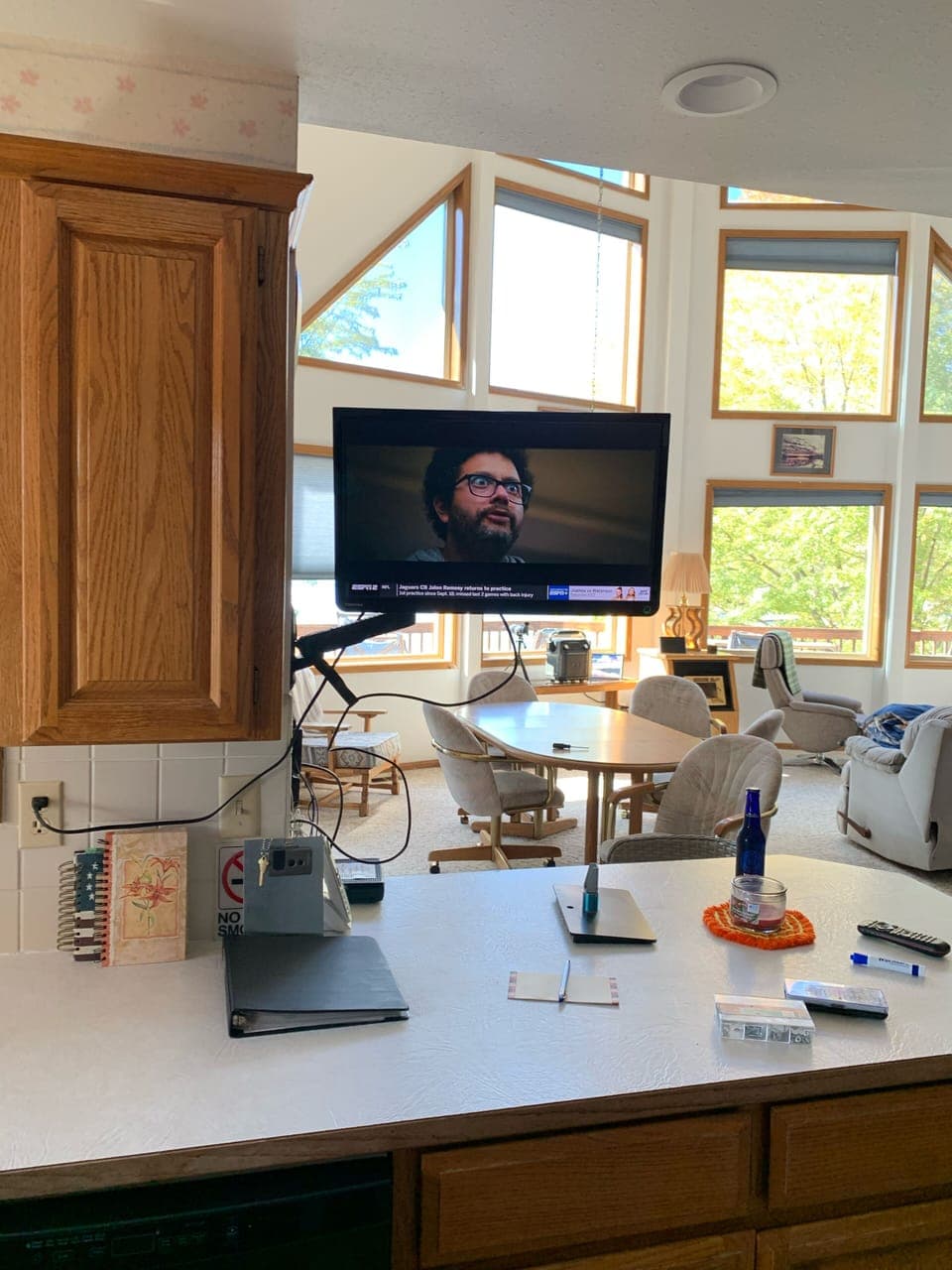 Added 3rd tv for the cook in kitchen. 
Dish Network with voice remotes. 