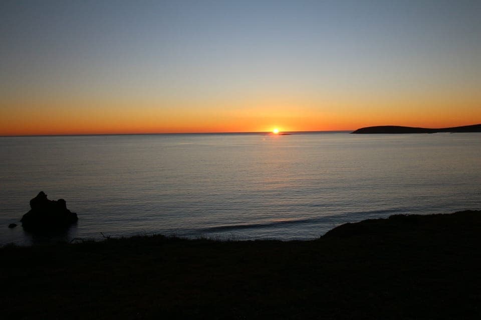Lovely sunset view from the home with distant glimpse of Bodega Head on right.