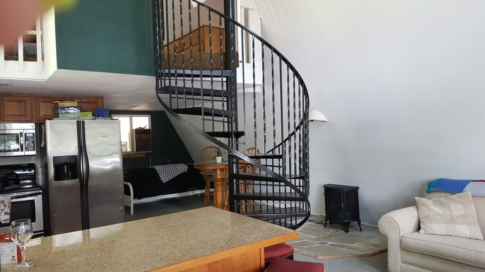 view looking up into the loft room 