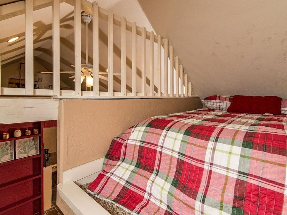 Snuggle up in this cozy full-size bed.