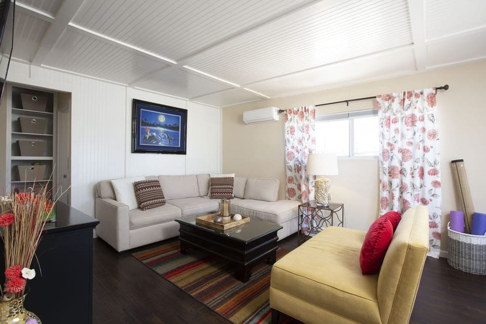 Very comfortable L- shaped lounge sofa with queen size pull out bed