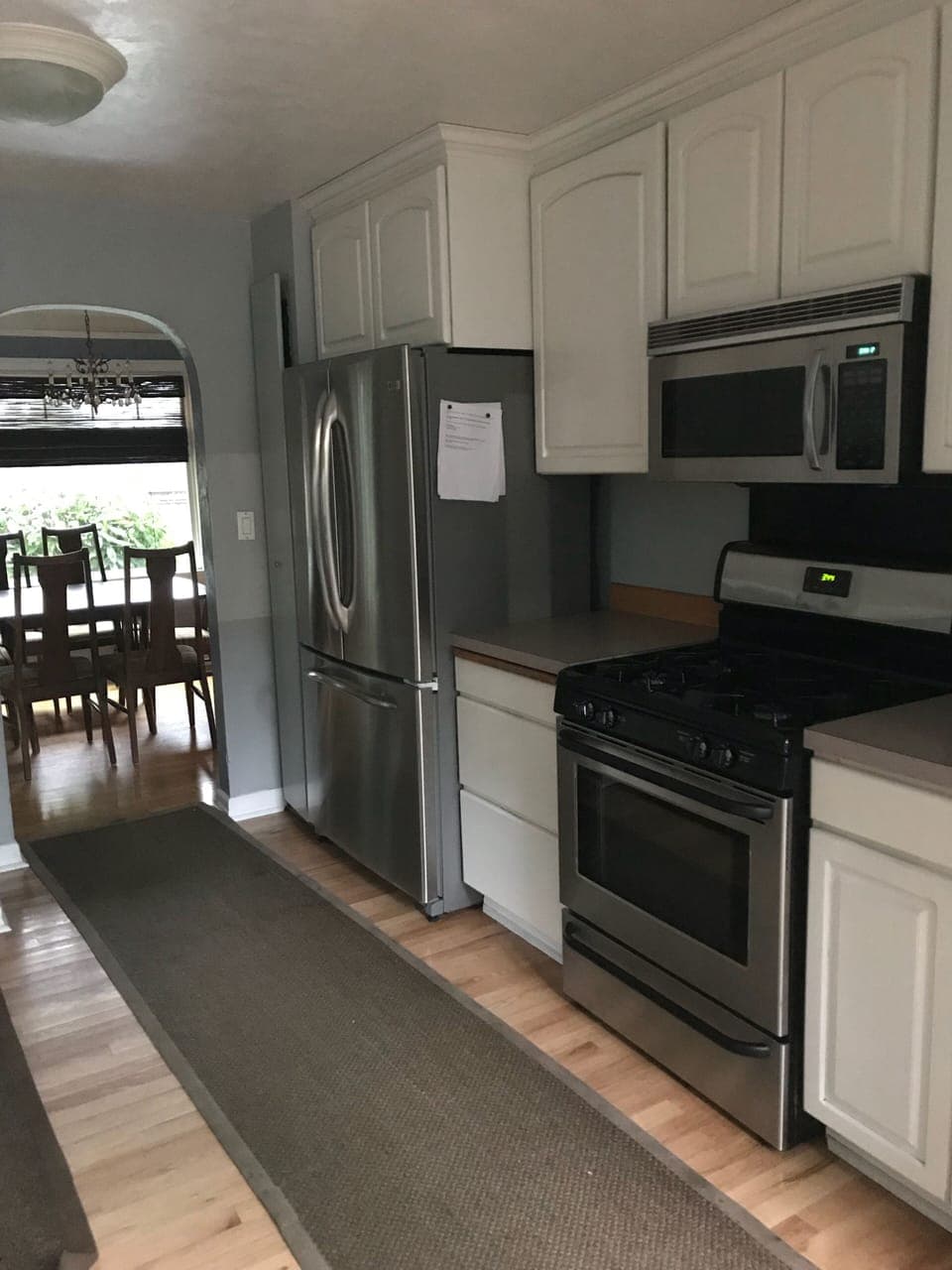 Kitchen has updated stainless steel appliances