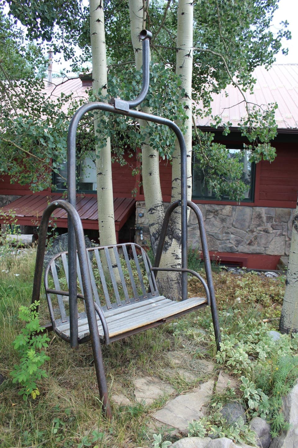 Ski swing chair on front deck