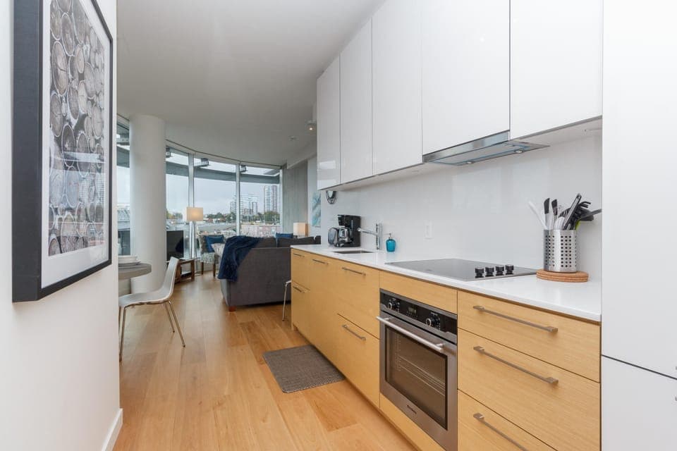Modern kitchen with natural light and open flow